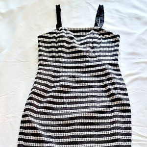 Worth Womens Black White Midi Abstract Print Spaghetti Strap Dress 6 NEW